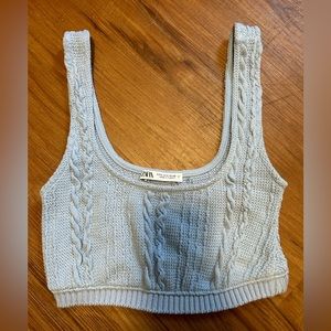 Small light blue knit Zara crop top
